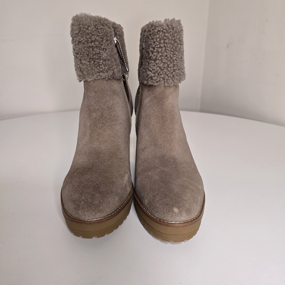 Lauren Ralph Lauren Steph Suede Shearling Trim Boots Size 8.5